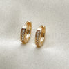 Argolla Huggie 02.213.0291.12 Oro Laminado, con Blanca Micro Pave, Pulido, Tono Dorado