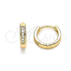 Argolla Huggie 02.213.0291.12 Oro Laminado, con Blanca Micro Pave, Pulido, Tono Dorado