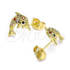 Arete Dormilona 02.284.0044.1 Oro Laminado, Diseño de Delfín, con Multicolor Micro Pave, Pulido, Tono Dorado