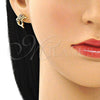 Arete Dormilona 02.195.0088.2 Oro Laminado, Diseño de Delfín, con Multicolor Micro Pave, Pulido, Tono Dorado