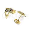 Arete Dormilona 02.195.0088.2 Oro Laminado, Diseño de Delfín, con Multicolor Micro Pave, Pulido, Tono Dorado