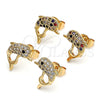 Arete Dormilona 02.195.0088.2 Oro Laminado, Diseño de Delfín, con Multicolor Micro Pave, Pulido, Tono Dorado