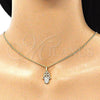Collares con Dije 04.210.0055.20 Oro Laminado, Diseño de Mano de Dios, con Blanca Micro Pave and Blanca Zirconia Cubica, Pulido, Tono Dorado (02 MM Thickness, 20 Inches Length)