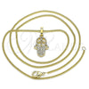 Collares con Dije 04.210.0055.20 Oro Laminado, Diseño de Mano de Dios, con Blanca Micro Pave and Blanca Zirconia Cubica, Pulido, Tono Dorado (02 MM Thickness, 20 Inches Length)