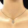 Collares con Dije 04.210.0055.1.20 Oro Laminado, Diseño de Mano de Dios, con Multicolor Micro Pave and Blanca Zirconia Cubica, Pulido, Tono Dorado (02 MM Thickness, 20 Inches Length)