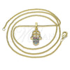 Collares con Dije 04.210.0055.1.20 Oro Laminado, Diseño de Mano de Dios, con Multicolor Micro Pave and Blanca Zirconia Cubica, Pulido, Tono Dorado (02 MM Thickness, 20 Inches Length)