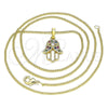 Collares con Dije 04.210.0056.1.20 Oro Laminado, Diseño de Mano de Dios, con Multicolor and Blanca Micro Pave, Pulido, Tono Dorado (02 MM Thickness, 20 Inches Length)