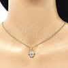 Collares con Dije 04.210.0058.20 Oro Laminado, Diseño de Mano de Dios, con Blanca Micro Pave, Pulido, Tono Dorado (02 MM Thickness, 20 Inches Length)