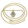 Collares con Dije 04.210.0058.20 Oro Laminado, Diseño de Mano de Dios, con Blanca Micro Pave, Pulido, Tono Dorado (02 MM Thickness, 20 Inches Length)