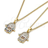 Collares con Dije 04.210.0058.20 Oro Laminado, Diseño de Mano de Dios, con Blanca Micro Pave, Pulido, Tono Dorado (02 MM Thickness, 20 Inches Length)