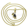 Collares con Dije 04.210.0059.3.20 Oro Laminado, Diseño de Osito, con Negro and Blanca Zirconia Cubica, Pulido, Tono Dorado (02 MM Thickness, 20 Inches Length)