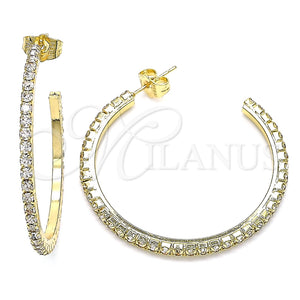 Arete Dormilona 02.122.0118.35 Oro Laminado, con Blanca Cristal, Pulido, Tono Dorado