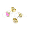 Arete Dormilona 02.213.0292.2 Oro Laminado, Diseño de Corazón, Esmaltado Rosado, Tono Dorado