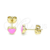 Arete Dormilona 02.213.0292.2 Oro Laminado, Diseño de Corazón, Esmaltado Rosado, Tono Dorado