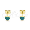 Arete Dormilona 02.213.0292.3 Oro Laminado, Diseño de Corazón, Esmaltado Verde, Tono Dorado