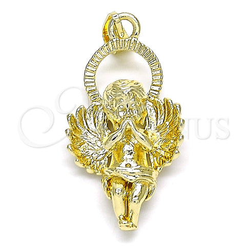 Dije Religioso 05.213.0112 Oro Laminado, Diseño de Angel, Pulido, Tono Dorado