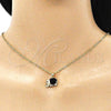 Dije Elegante 05.213.0114.1 Oro Laminado, Diseño de Elefante, con Negro and Blanca Zirconia Cubica, Pulido, Tono Dorado