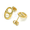 Arete Dormilona 02.213.0303 Oro Laminado, Diseño de Puff Mariner, Pulido, Tono Dorado
