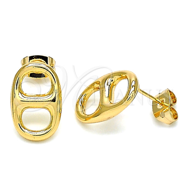 Arete Dormilona 02.213.0303 Oro Laminado, Diseño de Puff Mariner, Pulido, Tono Dorado