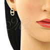 Arete Dormilona 02.213.0304 Oro Laminado, Diseño de Puff Mariner, con Blanca Micro Pave, Pulido, Tono Dorado