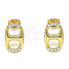 Arete Dormilona 02.213.0304 Oro Laminado, Diseño de Puff Mariner, con Blanca Micro Pave, Pulido, Tono Dorado