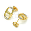 Arete Dormilona 02.213.0304 Oro Laminado, Diseño de Puff Mariner, con Blanca Micro Pave, Pulido, Tono Dorado