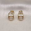Arete Dormilona 02.213.0304 Oro Laminado, Diseño de Puff Mariner, con Blanca Micro Pave, Pulido, Tono Dorado