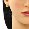 Arete Dormilona 02.213.0305 Oro Laminado, Diseño de Elefante, con Blanca and Negro Micro Pave, Pulido, Tono Dorado