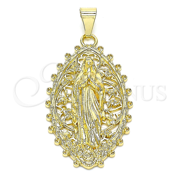 Dije Religioso 05.213.0118 Oro Laminado, Diseño de Guadalupe, Pulido, Tono Dorado