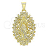 Dije Religioso 05.213.0118 Oro Laminado, Diseño de Guadalupe, Pulido, Tono Dorado