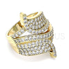 Anillo Multi Piedra 01.266.0043.08 Oro Laminado, con Blanca Micro Pave, Pulido, Tono Dorado (Size 8)
