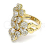 Anillo Multi Piedra 01.266.0044.08 Oro Laminado, Diseño de Flor, con Blanca Micro Pave and Blanca Zirconia Cubica, Pulido, Tono Dorado (Size 8)