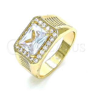 Anillo de Hombre 01.266.0045.12 Oro Laminado, con Blanca Zirconia Cubica and Blanca Micro Pave, Pulido, Tono Dorado (Size 12)