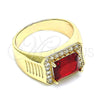 Anillo de Hombre 01.266.0045.1.10 Oro Laminado, con Granate Zirconia Cubica and Blanca Micro Pave, Pulido, Tono Dorado (Size 10)