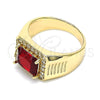 Anillo de Hombre 01.266.0045.1.10 Oro Laminado, con Granate Zirconia Cubica and Blanca Micro Pave, Pulido, Tono Dorado (Size 10)