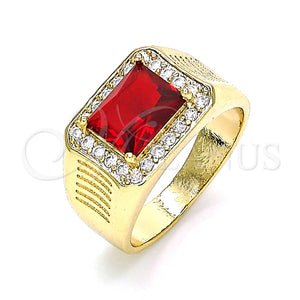 Anillo de Hombre 01.266.0045.1.12 Oro Laminado, con Granate Zirconia Cubica and Blanca Micro Pave, Pulido, Tono Dorado (Size 12)