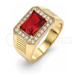Anillo de Hombre 01.266.0045.1.12 Oro Laminado, con Zirconia Cubica Granate y Micro Pave Blanca, Pulido, Tono Dorado (Tamaño 12)
