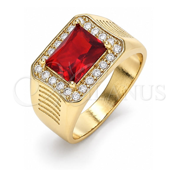 Anillo de Hombre 01.266.0045.1.12 Oro Laminado, con Zirconia Cubica Granate y Micro Pave Blanca, Pulido, Tono Dorado (Tamaño 12)