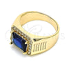Anillo de Hombre 01.266.0045.2.11 Oro Laminado, con Zafiro Azul Zirconia Cubica and Blanca Micro Pave, Pulido, Tono Dorado (Size 11)
