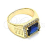 Anillo de Hombre 01.266.0045.2.12 Oro Laminado, con Zafiro Azul Zirconia Cubica and Blanca Micro Pave, Pulido, Tono Dorado (Size 12)