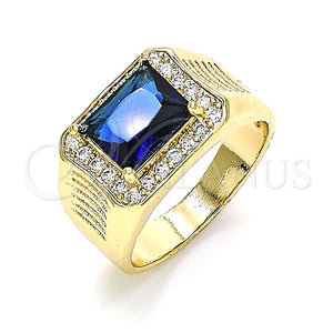 Anillo de Hombre 01.266.0045.2.12 Oro Laminado, con Zafiro Azul Zirconia Cubica and Blanca Micro Pave, Pulido, Tono Dorado (Size 12)