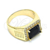 Anillo de Hombre 01.266.0045.3.10 Oro Laminado, con Negro Zirconia Cubica and Blanca Micro Pave, Pulido, Tono Dorado (Size 10)