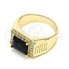 Anillo de Hombre 01.266.0045.3.11 Oro Laminado, con Negro Zirconia Cubica and Blanca Micro Pave, Pulido, Tono Dorado (Size 11)
