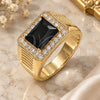 Anillo de Hombre 01.266.0045.3.11 Oro Laminado, con Zirconia Cubica Negro y Micro Pave Blanca, Pulido, Tono Dorado (Tamaño 11)