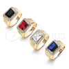 Anillo de Hombre 01.266.0045.3.11 Oro Laminado, con Negro Zirconia Cubica and Blanca Micro Pave, Pulido, Tono Dorado (Size 11)