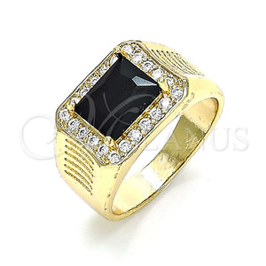 Anillo de Hombre 01.266.0045.3.12 Oro Laminado, con Negro Zirconia Cubica and Blanca Micro Pave, Pulido, Tono Dorado (Size 12)