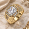 Anillo de Hombre 01.266.0046.10 Oro Laminado, con Zirconia Cubica Blanca y Micro Pave Blanca, Pulido, Tono Dorado (Tamaño 10)