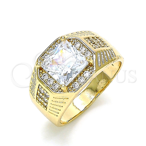 Anillo de Hombre 01.266.0046.12 Oro Laminado, con Blanca Zirconia Cubica and Blanca Micro Pave, Pulido, Tono Dorado (Size 12)