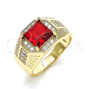 Anillo de Hombre 01.266.0046.1.10 Oro Laminado, con Granate Zirconia Cubica and Blanca Micro Pave, Pulido, Tono Dorado (Size 10)
