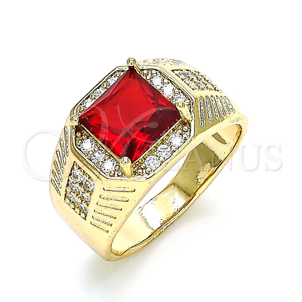 Anillo de Hombre 01.266.0046.1.10 Oro Laminado, con Granate Zirconia Cubica and Blanca Micro Pave, Pulido, Tono Dorado (Size 10)